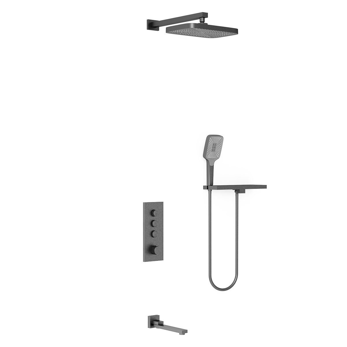 Изображение товара Душевая система Vincea термостатическая с 3 режимами и полкой в стильном покрытии Gunmetal