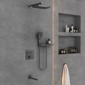 Изображение товара Душевая система Vincea, с изливом, воронёная сталь, gunmetal, VSFW-4311RGM