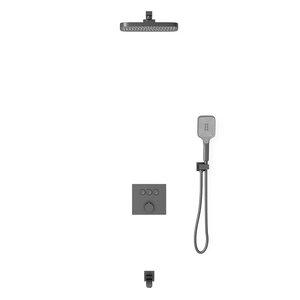 Изображение товара Душевая система Vincea с изливом, 3 режима, воронёная сталь gunmetal, встроенная