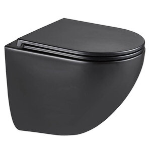 Изображение товара Подвесной безободковый унитаз Lemark Glazer черный матовый, с сиденьем микролифт, смыв вихревой Торнадо 3.0, 9612004