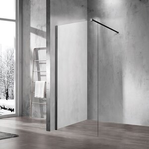 Изображение товара Душевая стенка Vincea Walk-In 60 см со свободным входом, стекло прозрачное, профиль черный матовый, VSW-1H600CLB