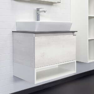 Изображение товара Тумба с раковиной Comforty Прага, 60 см, подвесная, дуб белый, столешница цвета графит, раковина Comforty белая, 00-00014535 (00-00014535CF)