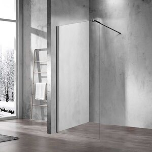 Изображение товара Душевая стенка Vincea Walk-In 60 см со свободным входом, стекло прозрачное, профиль воронёная сталь, gunmetal, VSW-1H600CLGM