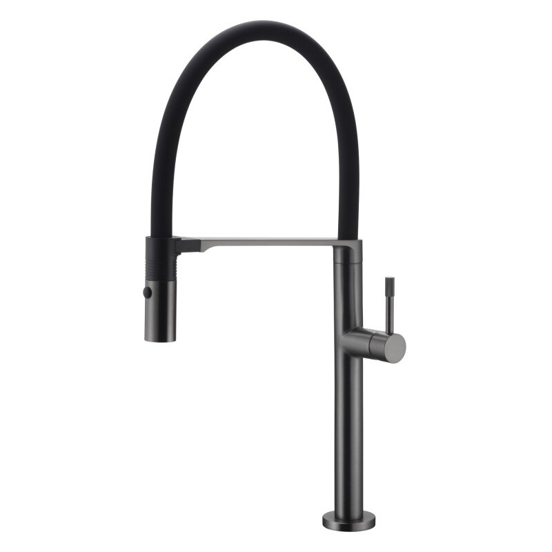 Изображение товара Смеситель Boheme Uno для кухонной мойки, высокий, вороненая сталь, gunmetal, 114-GM