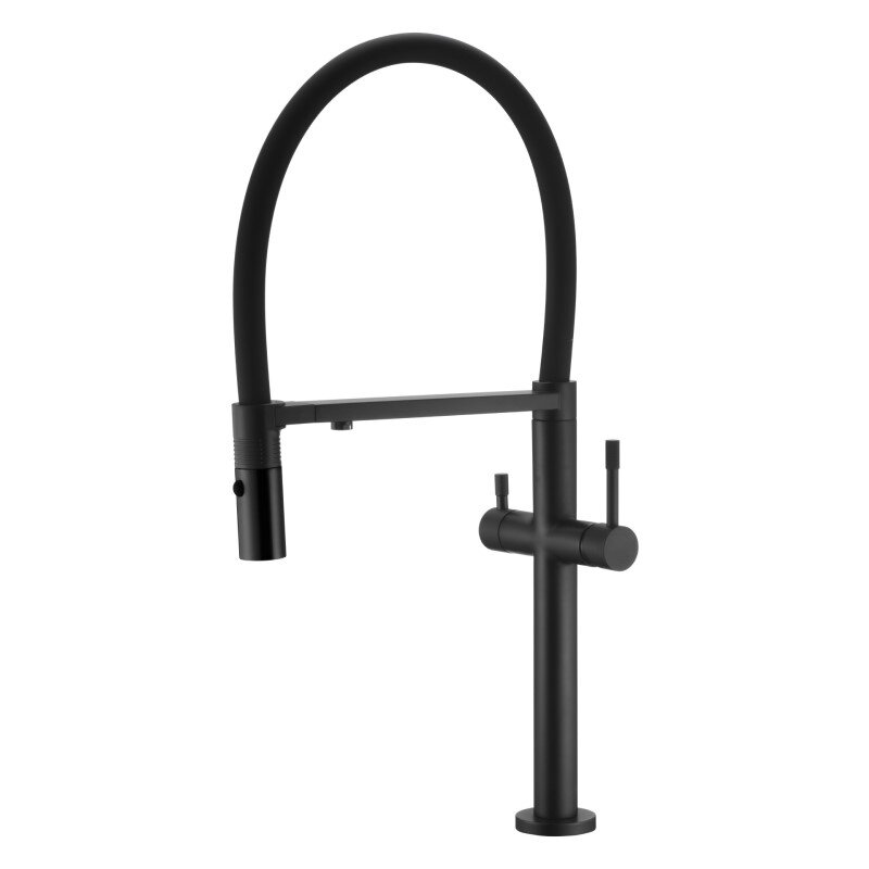 Изображение товара Высокий смеситель для кухонной мойки Boheme Uno черный 115-B