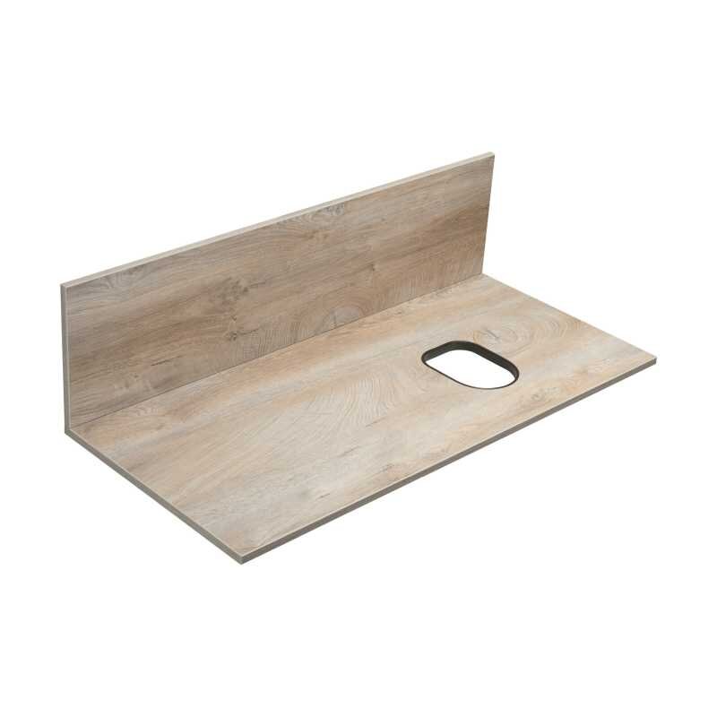 Изображение товара Столешница Aquaton Мишель 100 для одной раковины, с панелью, цвет дуб эндгрейн, 1A277103MIX40