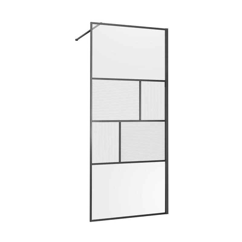 Изображение товара Душевая стенка Vincea Walk-In 80 см стекло прозрачное/рифленое воронёная сталь