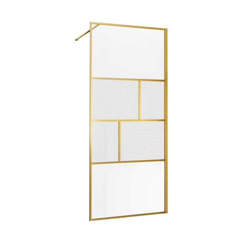 Изображение товара Душевая стенка Vincea Walk-In, 120 см, стекло прозрачное/рифленое, профиль брашированное золото, VSW-1HC120CFBG Изображение товара Душевая стенка Vincea Walk-In, 120 см, стекло прозрачное/рифленое, профиль брашированное золото, VSW-1HC120CFBG