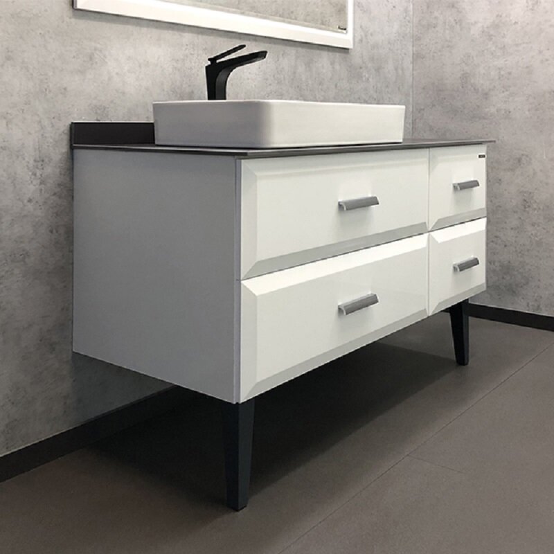 Изображение товара Тумба с раковиной Comfortу Империя, 120 см, напольная, белый глянец, столешница цвета графит, раковина Comforty 78189 белая, 00-00013788 (00-00013788CF)