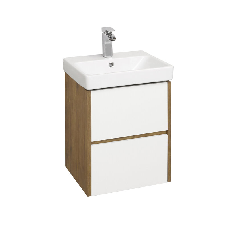 Изображение товара Тумба с раковиной Акватон Сканди 45 см подвесная белая/дуб рустикальный