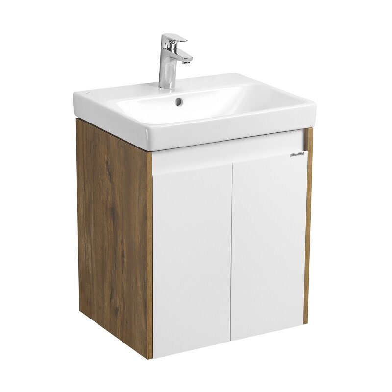 Изображение товара Тумба под раковину Акватон Сканди Doors 55 см белый глянец/дуб рустикальный