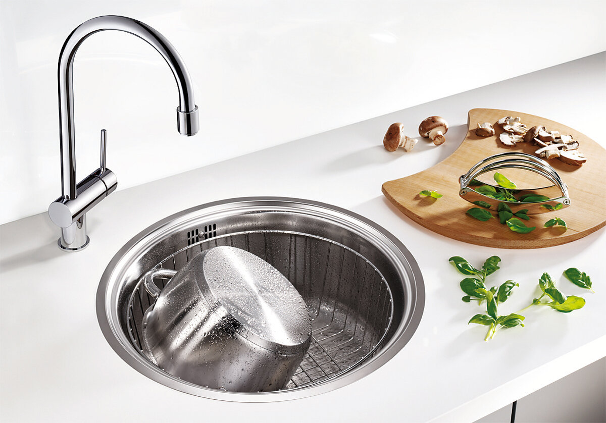 Изображение товара Мойка Blanco Rondo 514647sol-IF из нержавеющей стали, круглая, с 3 1/2" клапаном
