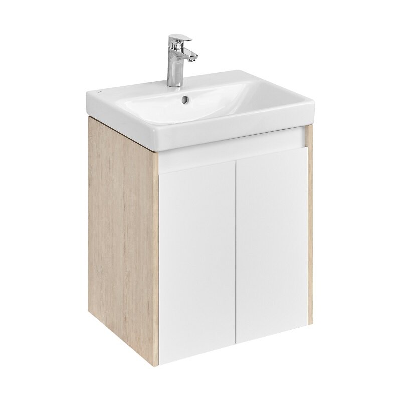 Изображение товара Aquaton Сканди Doors 55 см — подвесная тумба под раковину, белый глянец/дуб верона