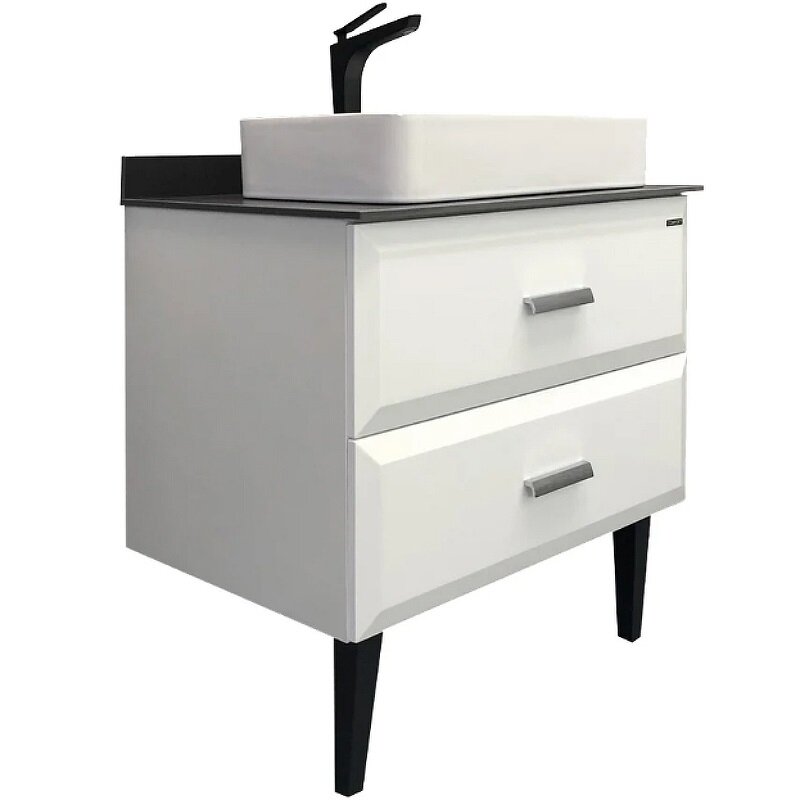 Изображение товара Тумба с раковиной Comfortу Империя 80 см, белый глянец, графит, Россия