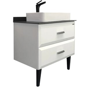 Изображение товара Тумба с раковиной Comfortу Империя, 80 см, напольная, белый глянец, столешница цвета графит, раковина Comforty белая, 00-00014817 (00-00014817CF)