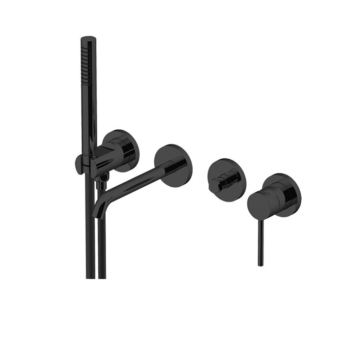 Изображение товара Смеситель для ванны и душа Gattoni Circle Two 9105/91NO, с душевым гарнитуром, цвет Nero Opaco