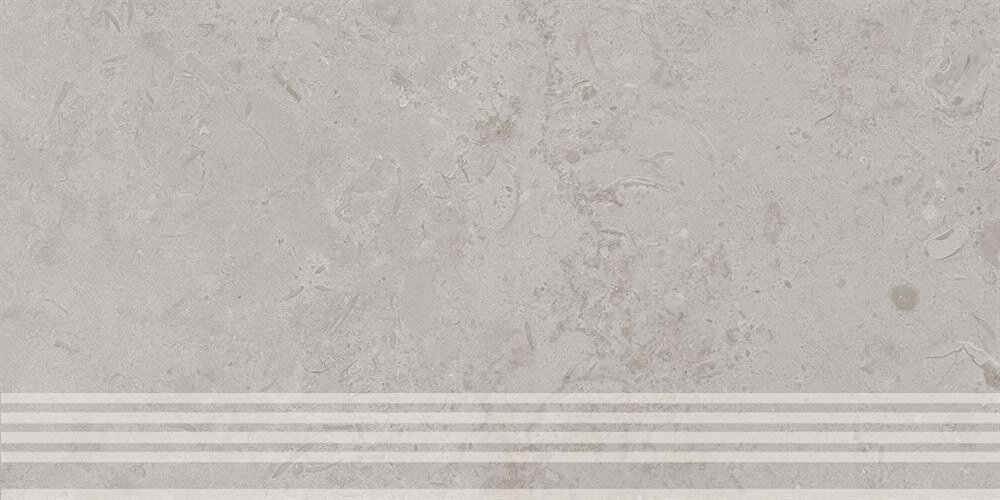 Изображение товара Ступень, керамогранит Kerama Marazzi Про Лаймстоун DD205200RGR, 30 х 60 см, обрезной, серый натуральный