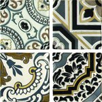 Декор Latina Arezzo Oro Conjunto БП000006425, 15 х 15 см / 15 x 60 см, комплект 4 плитки, черный, серый - фото 1