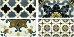 Декор Latina Arezzo Oro Conjunto БП000006447, 7.5 х 15 см / 7.5 x 60 см, комплект 4 плитки, черный, серый - фото 1