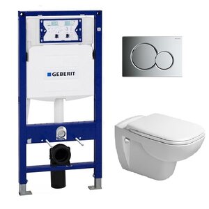 Изображение товара Инсталляция Geberit с унитазом Duravit D-Code 45351900A1, сиденье микролифт клавиша хром, комплект Santehnica.ru