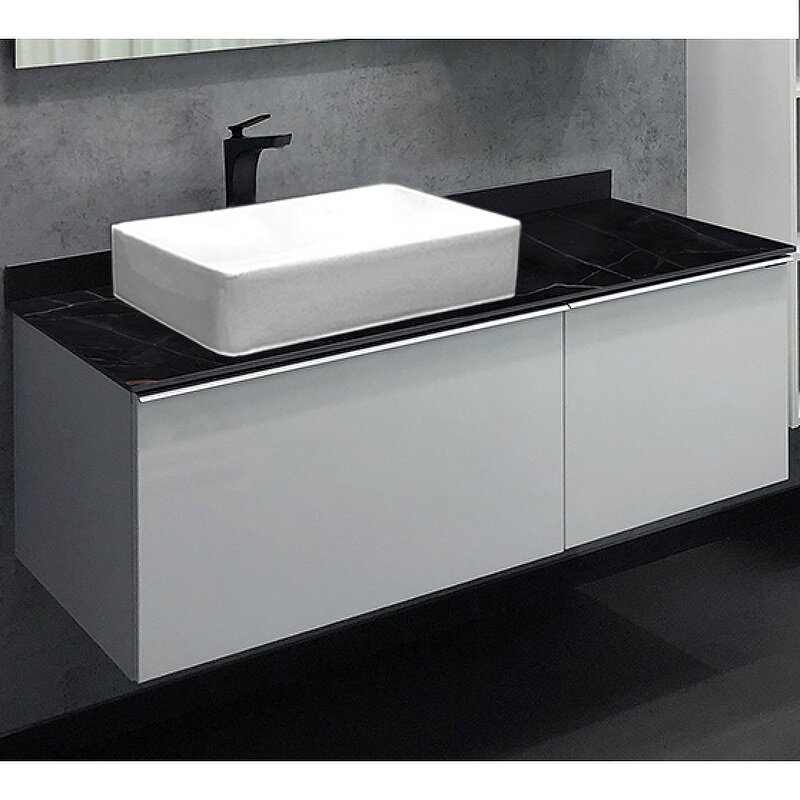 Изображение товара Тумба с раковиной Comfortу Милан 120 см подвесная белый глянец Калакатта Блэк