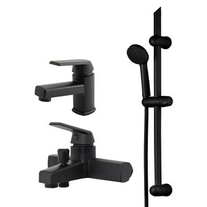 Изображение товара Комплект полимерных смесителей OneLife, черный матовый, P02-511b