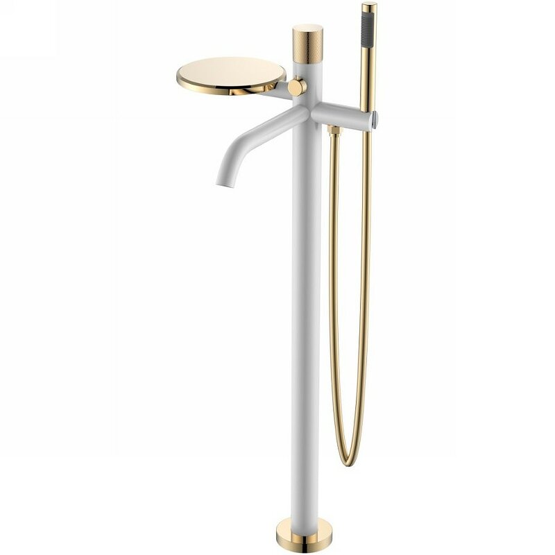 Изображение товара Современный смеситель для ванны и душа Boheme Stick 129-WG.2 White touch gold