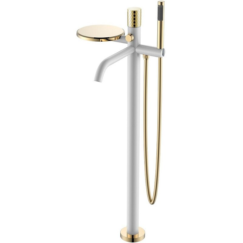 Изображение товара Смеситель Boheme Stick 129-WG для ванны и душа, с душевым гарнитуром, White diamond gold
