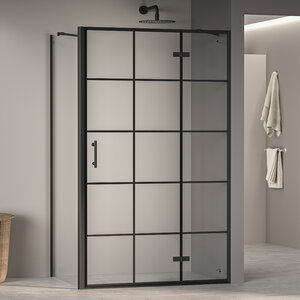 Изображение товара Душевой уголок RGW Passage PA-77-B (PA-07B+Z-050-2B+держ), 120 х 80 см, стекло прозрачное с рисунком, профиль черный, 41087728-084R