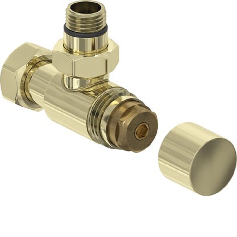 Изображение товара Запорно-регулирующий вентиль для полотенцесушителя G1/2 и G3/4 нержавеющая сталь шампань