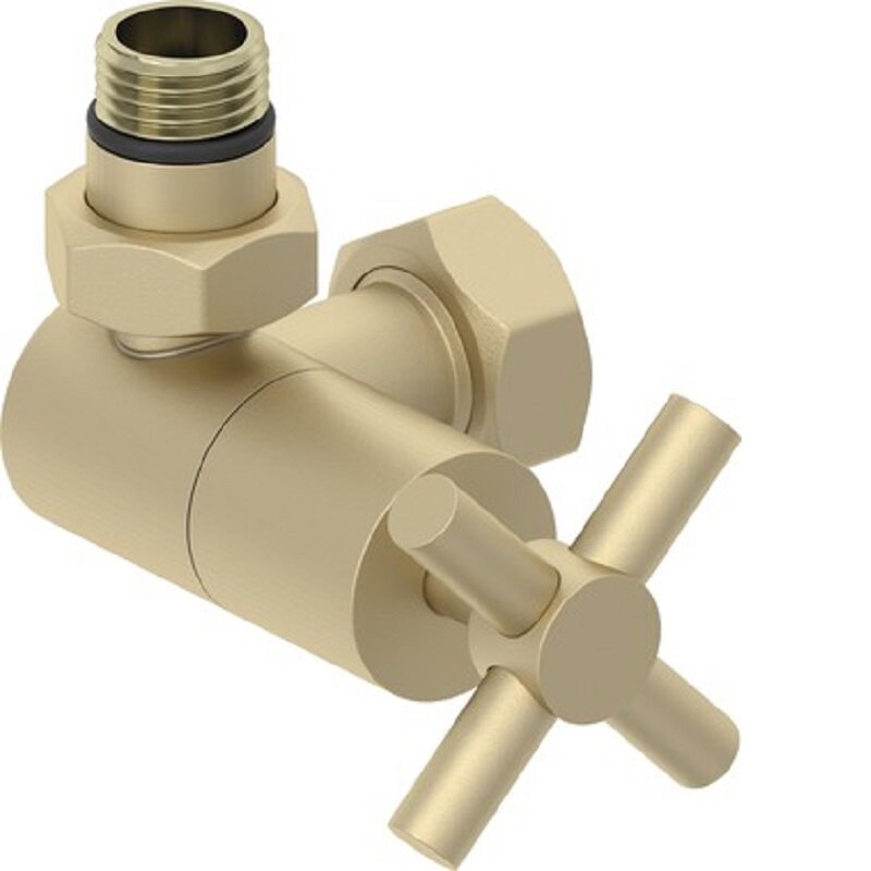 Изображение товара Вентиль угловой крест Сунержа G 1/2 дюйма НР х G 3/4 дюйма НР матовая шампань