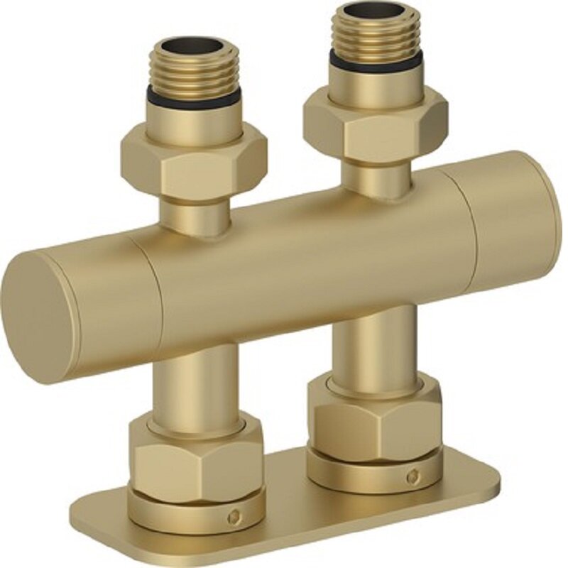 Изображение товара Вентиль прямой Сунержа EU50, 2 х НР G 1/2 дюйма, 2 х НГ G 3/4 дюйма, цвет матовая шампань, 022-1417-1234