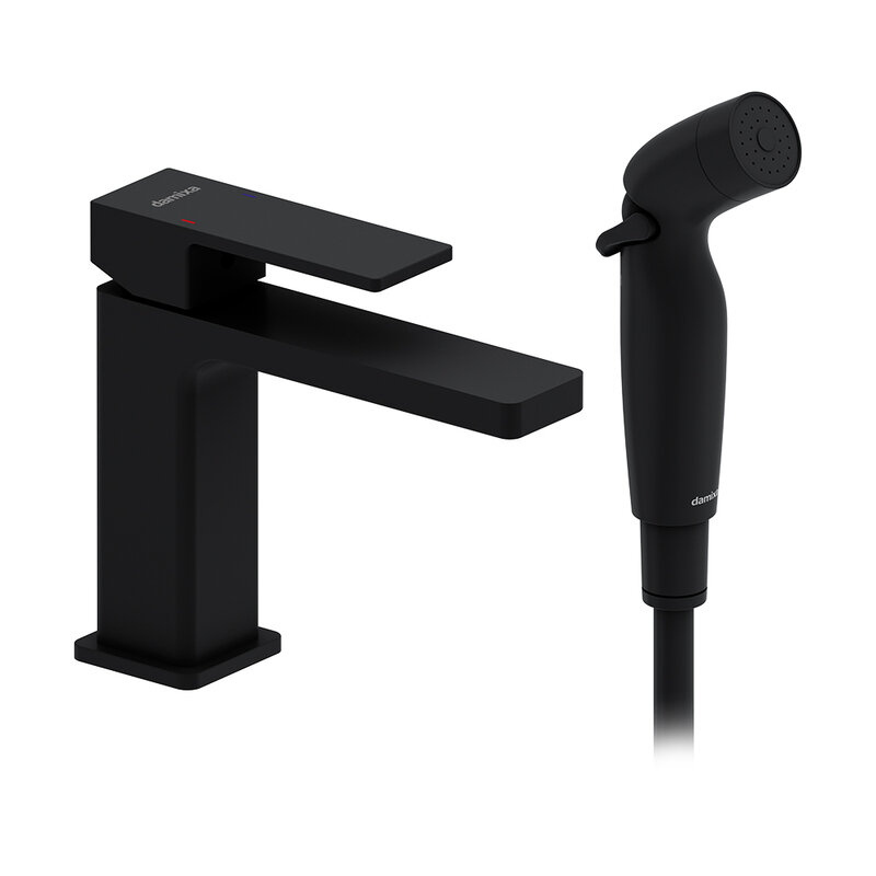 Изображение товара Смеситель для раковины Damixa Gala 530300300, с гигиеническим душем, цвет черный матовый