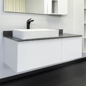 Изображение товара Подвесная тумба с раковиной Comfortу Милан 120 см белый глянец с графитовой столешницей