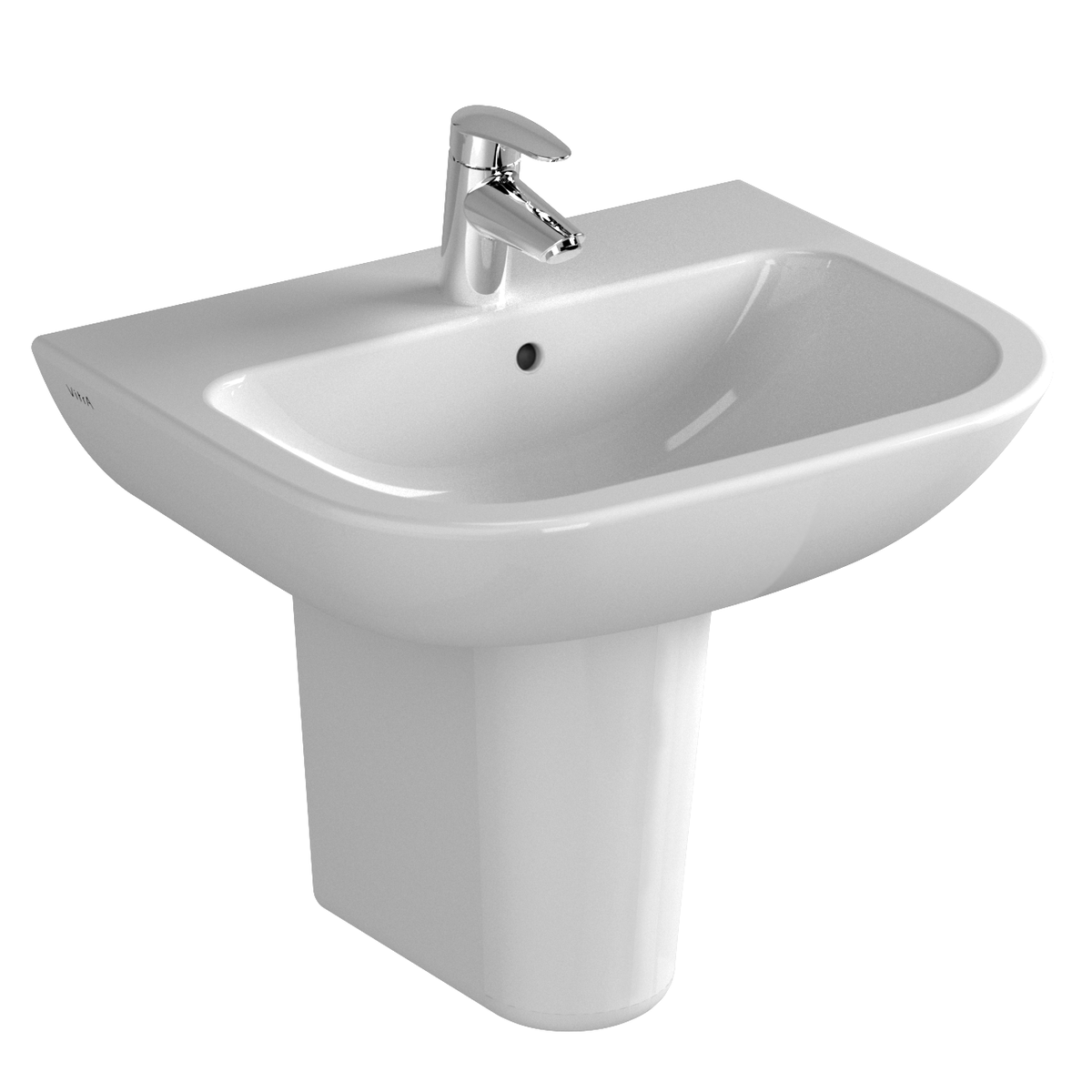 Изображение товара Раковина Vitra S20 55 см, белая, с переливом, фарфор, монтаж подвесной