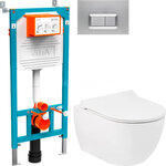 Комплект инсталляция Vitra и унитаз Seramiksan Hill 800-2013/A031161H/A030011 подвесной, безободковый, крышка Neon с микролифтом, клавиша хром - фото 1