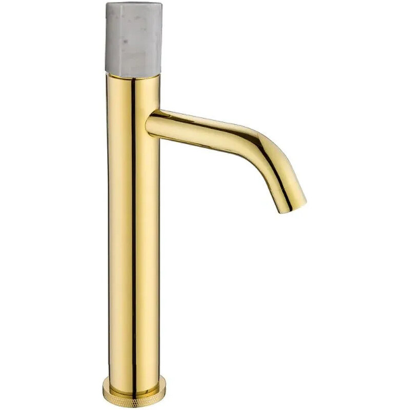 Изображение товара Современный смеситель для раковины Boheme Stick 122-G-MR-WHITE с золотом и мрамором