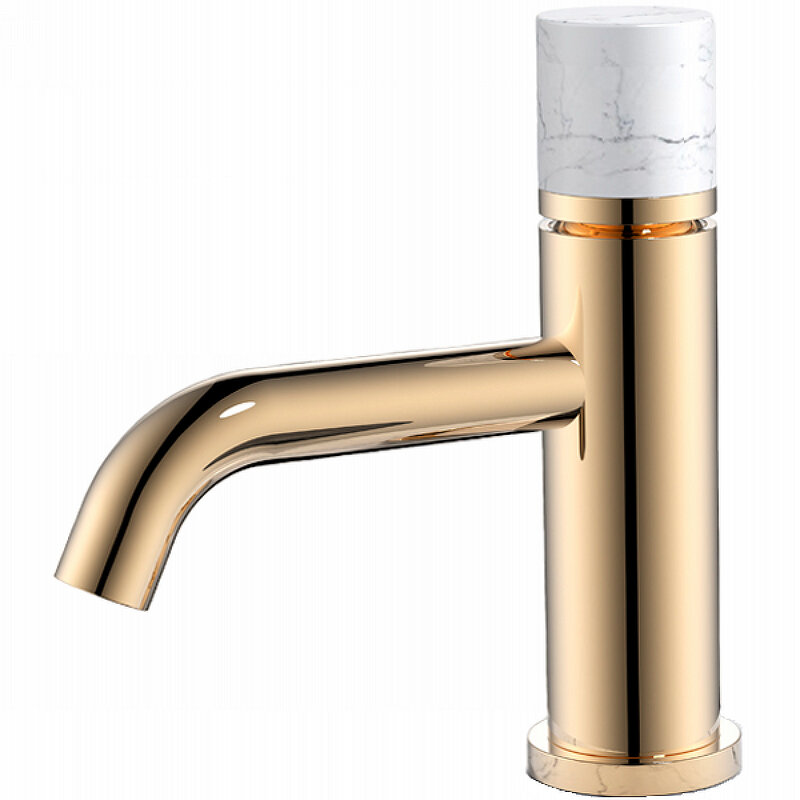 Изображение товара Смеситель Boheme Stick для раковины золото и белый мрамор 121-G-MR-W