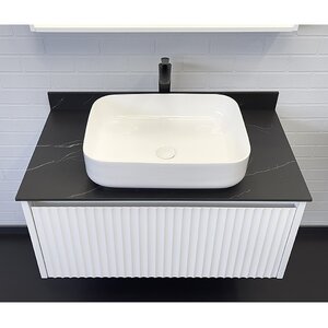 Изображение товара Тумба с раковиной Comfortу Марсель 90 см подвесная белый матовый с мрамором