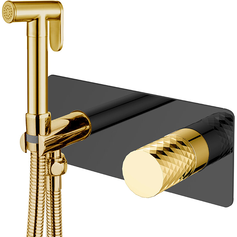 Изображение товара Гигиенический душ Boheme Stick, 127-BG, со смесителем, цвет Black diamond gold