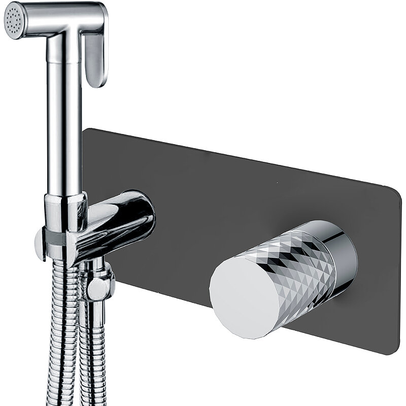 Изображение товара Гигиенический душ Boheme Stick 127-BCR со смесителем Black diamond chrome Изображение товара Гигиенический душ Boheme Stick 127-BCR со смесителем Black diamond chrome
