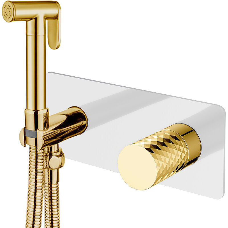 Изображение товара Гигиенический душ со смесителем Boheme Stick 127-WG, цвет White diamond gold