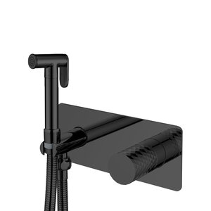 Изображение товара Гигиенический душ со смесителем Boheme Stick 127-BB, черный матовый, ручка diamond Black matt