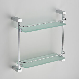 Изображение товара Полка стеклянная Schein Swing 3212, двухэтажная, с ограничителем, хром