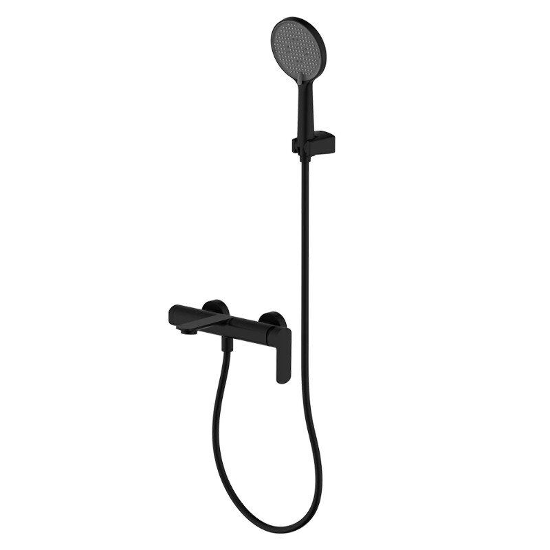 Изображение товара Смеситель Aquame Monza, для ванны и душа, с душевым гарнитуром, цвет черный матовый, AQM6312MB