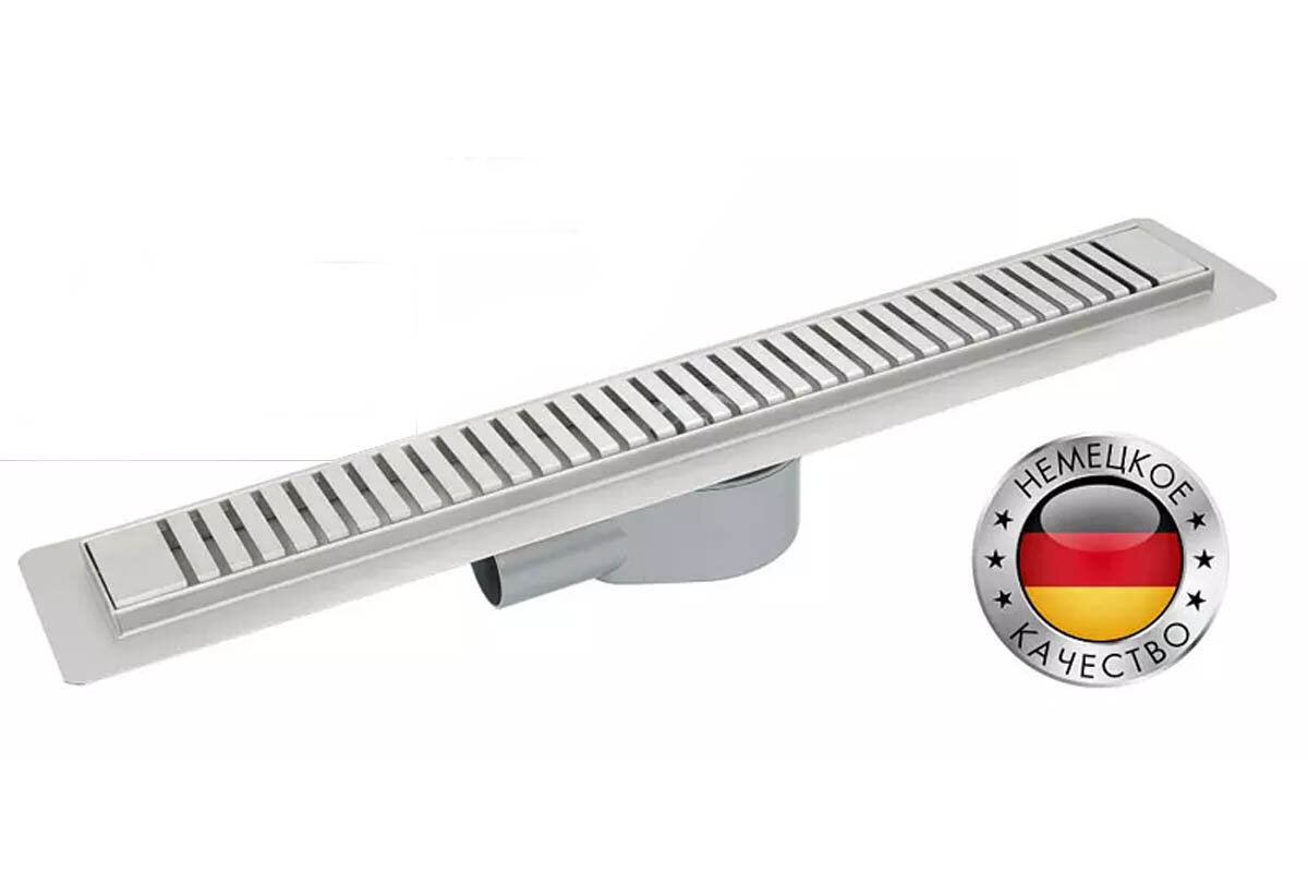 Изображение товара Душевой лоток CK Drain AQPP01-80 Steel 80 см с перфорированной решеткой и горизонтальным выпуском