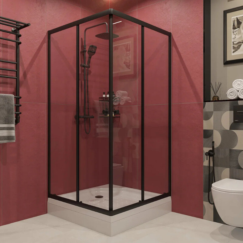 Изображение товара Душевой уголок Diwo Анапа 100x100 см стекло прозрачное профиль черный матовый