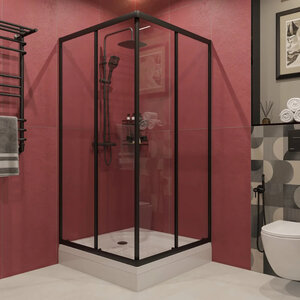 Изображение товара Душевой уголок Diwo Анапа, 100 x 100 см, стекло прозрачное, профиль черный матовый, Щ0000055507