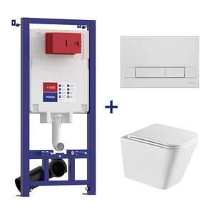 Изображение товара Инсталляция Lemark Peneda с безободковым унитазом Florex 100801419 Торнадо, сиденье микролифт, клавиша Bit, хром глянцевый