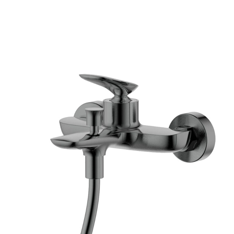 Изображение товара Смеситель Aquame Como AQM6512GM, для ванны и душа, с душевым гарнитуром, вороненая сталь, gunmetal